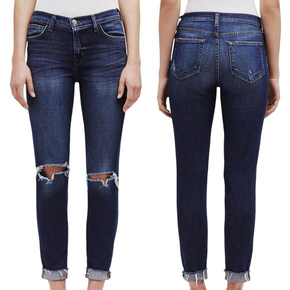 L’Agence Rachel High-Rise Slim Jean Distressed Cropped In Diamond Destruct 26 - Picture 1 of 9